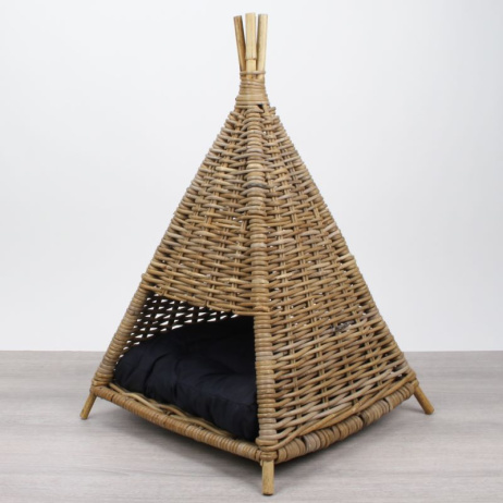 Hundebett Pyramide Rattan Grau