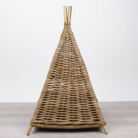 Hundebett Pyramide Rattan Grau