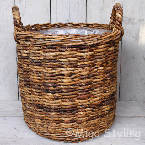 Pflanzenkorb / Holzkorb Bananenblatt H45 cm