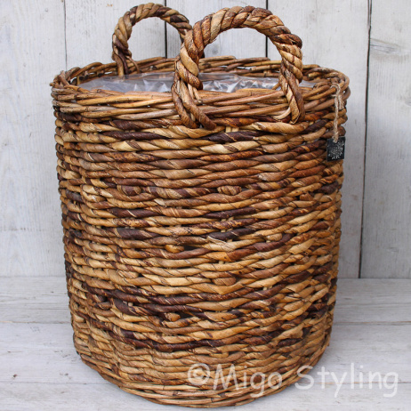 Pflanzenkorb / Holzkorb Bananenblatt H45 cm 