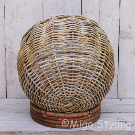 Katzenkorb mit weichem Kissen Rattan Grau