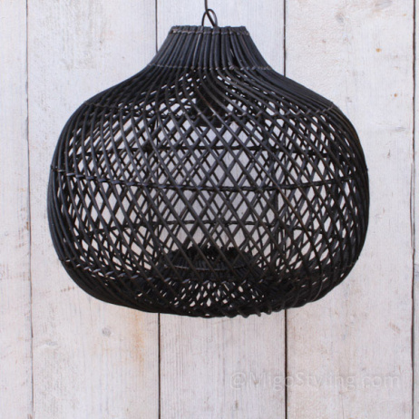 Wicker Hängelampe Mittel schwarz