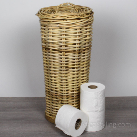 Toilettenpapierhalter aus Korbgeflecht natur