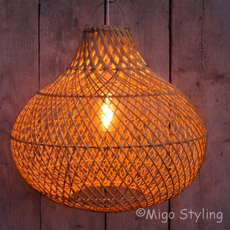 Rieten hanglamp groot