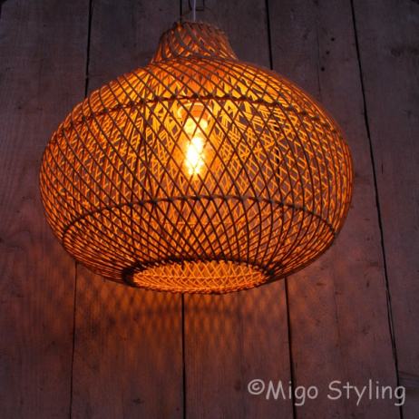 Rieten hanglamp middel 