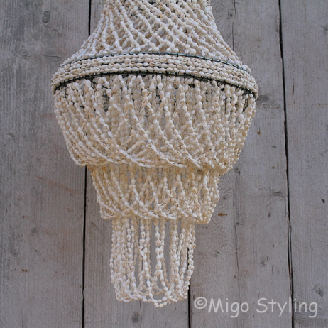Schelpen kroonluchter waterval dia 25cm
