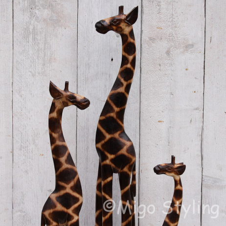 Set houten giraffe van massief hout