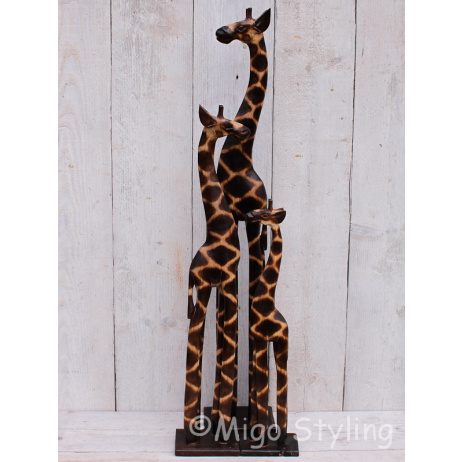 Set houten giraffe van massief hout