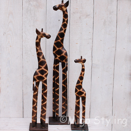 Set houten giraffe van massief hout 