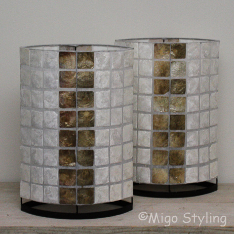 Set tafellampen parelmoer en donker 40 cm 
