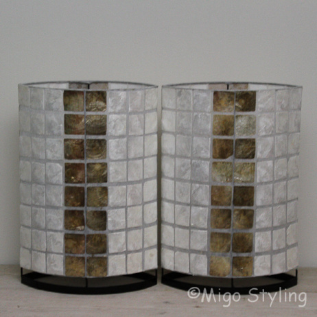 Set tafellampen parelmoer en donker 40 cm
