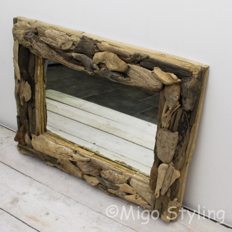 Spiegel rechthoek met driftwood