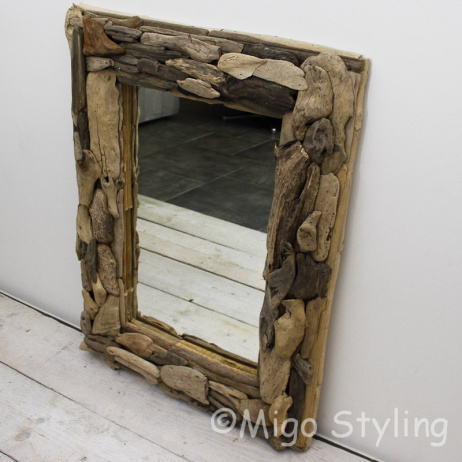 Spiegel rechthoek met driftwood  
