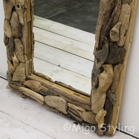 Spiegel rechthoek met driftwood