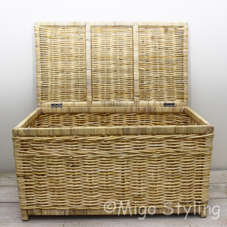 Strakke opbergmand met deksel 90 cm Naturel