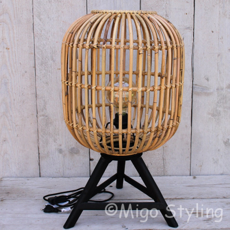 Tischleuchte Rattan natur