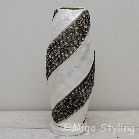 Tischlampe Muscheln Design Spirale dunkel H50 cm