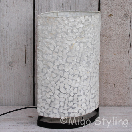 Tafellamp wit gevlokt parelmoer 30 cm