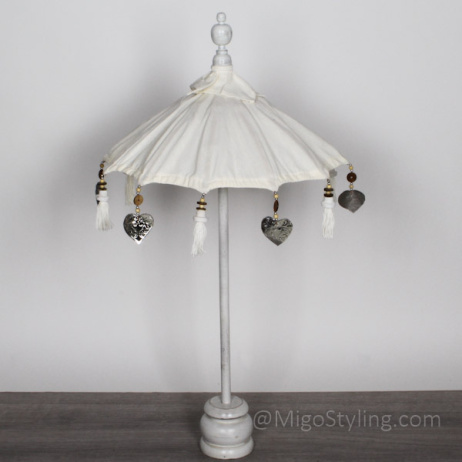 Tafelparasol uit Bali 45 cm wit 
