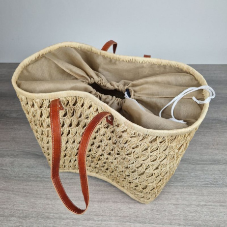 Tas van zeegras met borduursel Groot