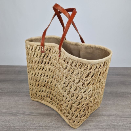 Tas van zeegras met borduursel Groot