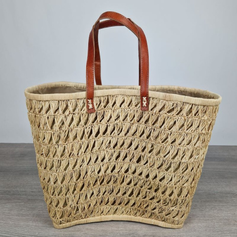 Tas van zeegras met borduursel Groot