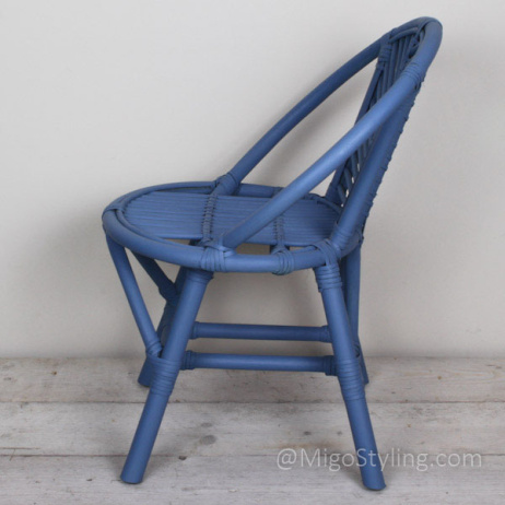 Vintage rotan kinderstoeltje Blauw