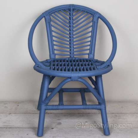 Vintage rotan kinderstoeltje Blauw