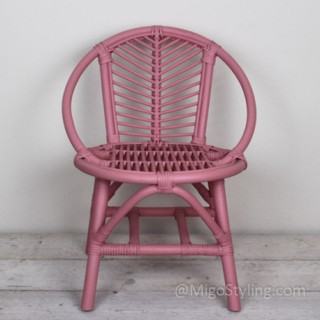 Vintage Rattan Kinderstuhl Rosa