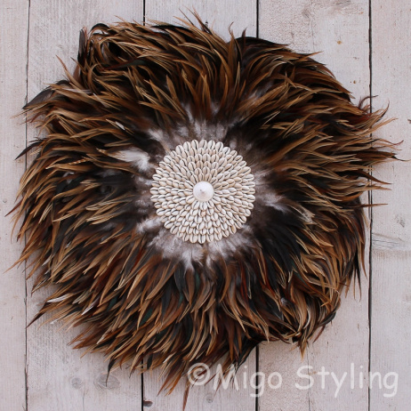 Wanddecoratie met veren Juju Dia 65cm Bruin 