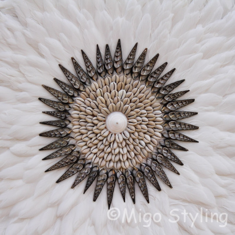 Wanddecoratie met veren Juju Dia 65cm Wit