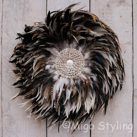Wanddecoratie met veren Juju Dia 55cm Bruin 