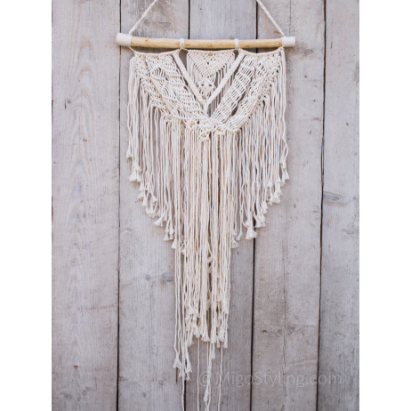 Wandkleed macramé met stoer tak