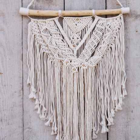 Wandkleed macramé met stoer tak