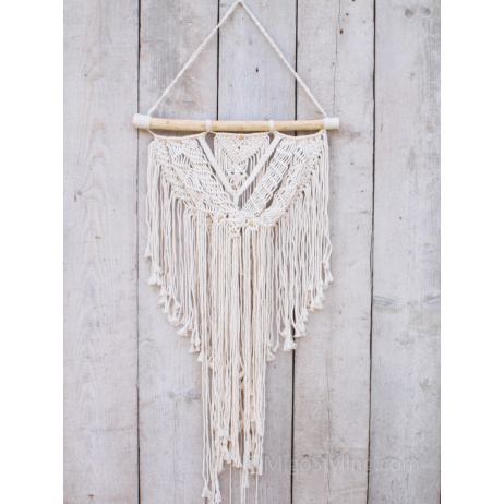 Wandkleed macramé met stoer tak