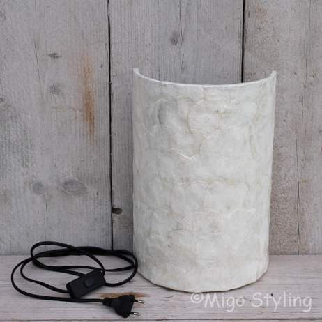 Wandlamp schelp wit 