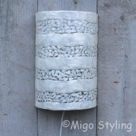 Wandlamp schelp wit gevlokt 