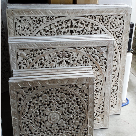 Houten Wandpaneel / Wandornament in wit