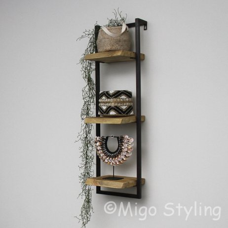 Wandrek industrieel 3 legplanken mango
