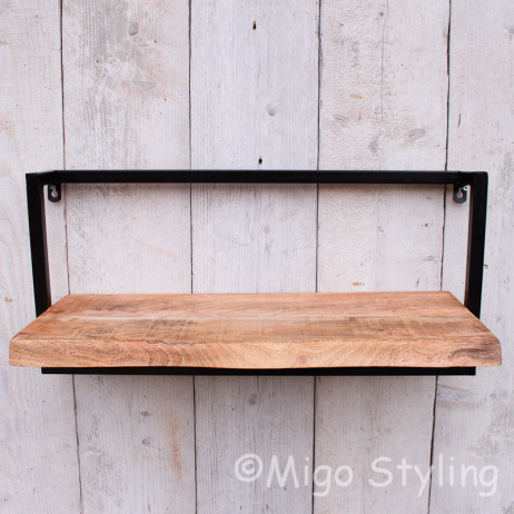 Wandrek industrieel legplank 65cm mango