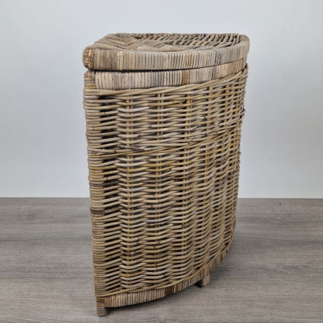 Wäschekorb dreieckig mit Innensack Rattan Grau