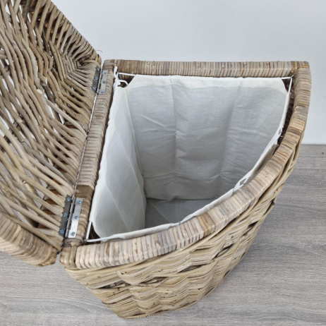 Wäschekorb dreieckig mit Innensack Rattan Grau