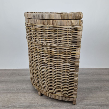 Wäschekorb dreieckig mit Innensack Rattan Grau