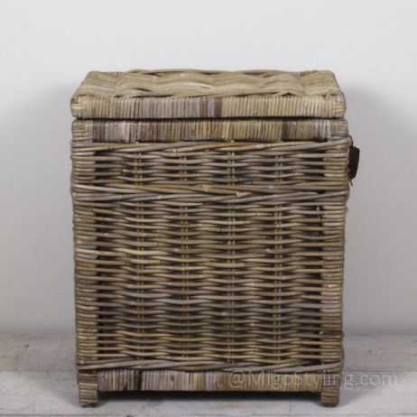 Wäschekorb Grau, niedrig, Rattan Grau