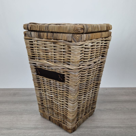 Wäschekorb TOP konisches Model mit Innenfutter, Rattan Grau