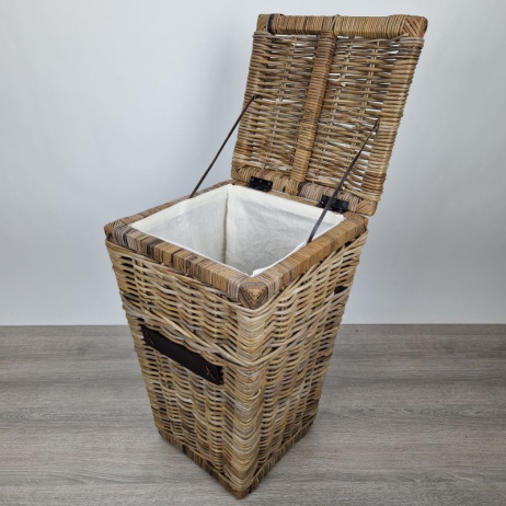 Wäschekorb TOP konisches Model mit Innenfutter, Rattan Grau