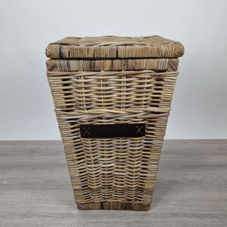 Wäschekorb TOP konisches Model mit Innenfutter, Rattan Grau