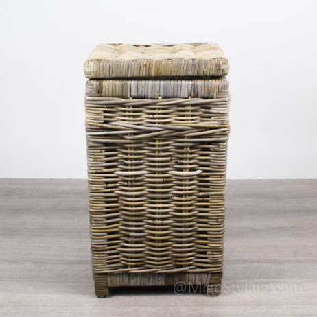 Wäschekorb eckig grau Rattan klein