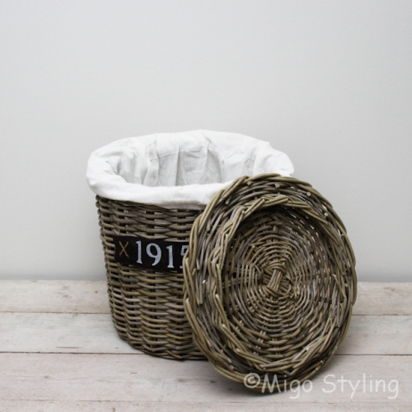 Wasmand rond met deksel middel