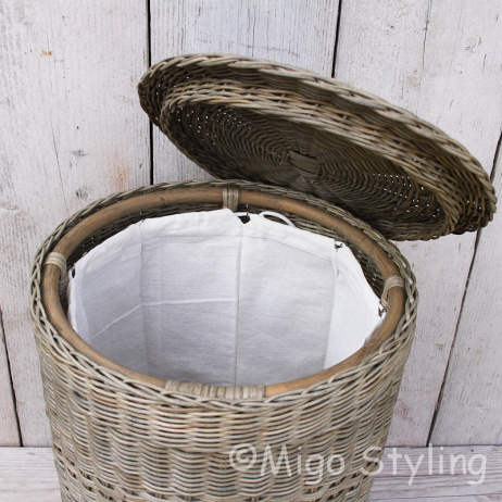 Wasmand rond pitriet met binnenzak 34 cm